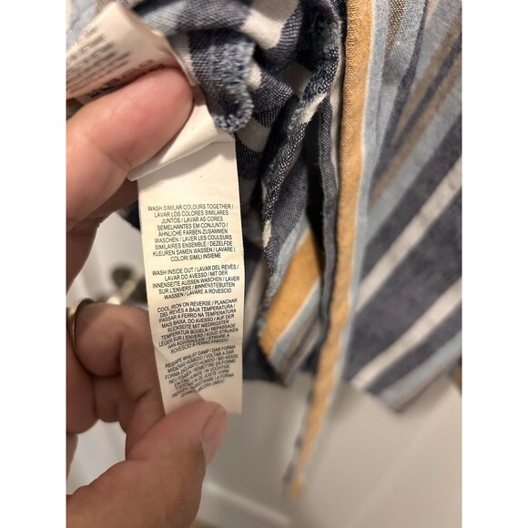 Plus Curvy Striped Cotton Blend Romper Size 16  Relaxed Fit Zipper Back Pockets - Picture 6 of 8